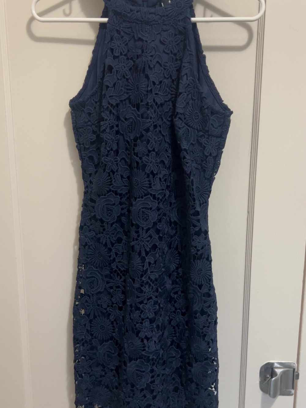 Lulu's Navy Floral Lace Halter Midi Dress